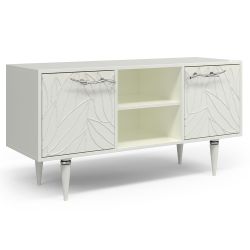 Тумба под ТВ Арт Колор leaves 117см Классик Сильвер Белый опал