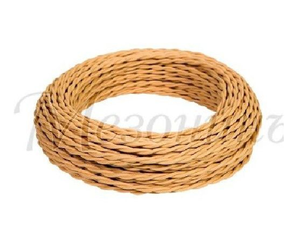 BIRONI Ретро Витой провод 3х2,5 Песочное золото 50м