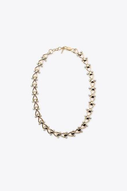 ZARA КОМБИНИРОВАННОЕ ОЖЕРЕЛЬЕ ИЗ МЕТАЛЛИЧЕСКИХ ДЕТАЛЕЙ, ЗОЛОТИСТЫЙ