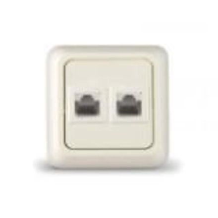 Розетка компьютерная двухместная "UNIVersal" серия "Олимп",о/у, 1А, RJ45, "слоновая кость" (ivory)