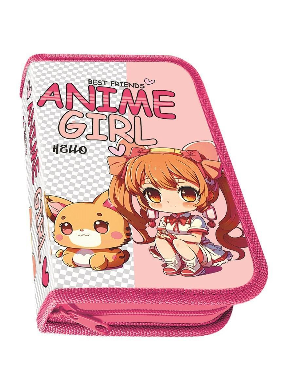 Пенал 1 секц. большой 190/115 "Anime girl 2024" (Пчелка)