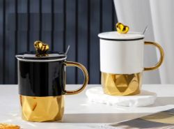 GAEM Кружка с крышкой и ложкой, 340 мл, L12 W8 H13,5 см, 2в.