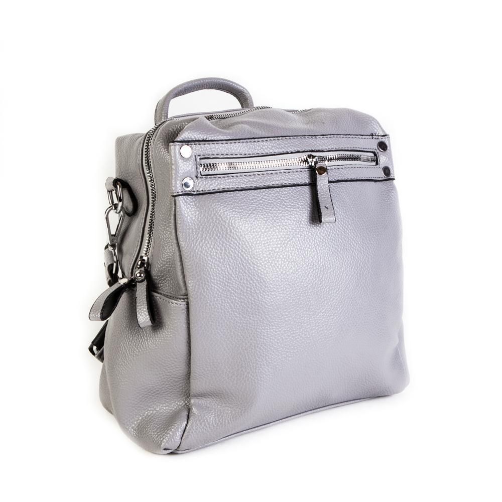 Средний стильный женский повседневный рюкзак 29х32х12 см серого цвета из экокожи 4096-2-4