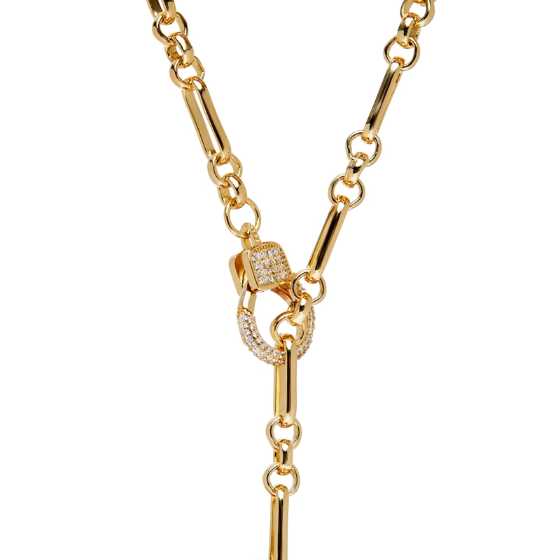 Колье Блестящая Застежка с Веревкой – Золото