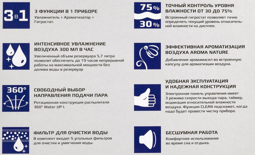 Увлажнитель воздуха ультразвуковой Royal Clima RUH-T300/5.7E-WT,  5.7л,  белый
