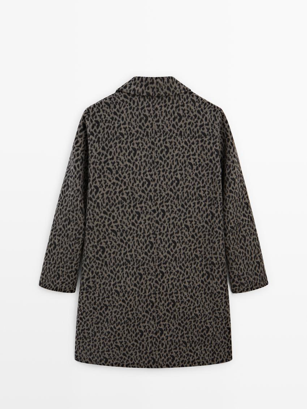 Massimo Dutti Пальто с принтом, серый