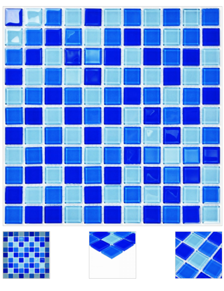 Bonaparte Мозаика стеклянная Blue wave-2 на сетке 300*300мм (чип 4*25*25мм)