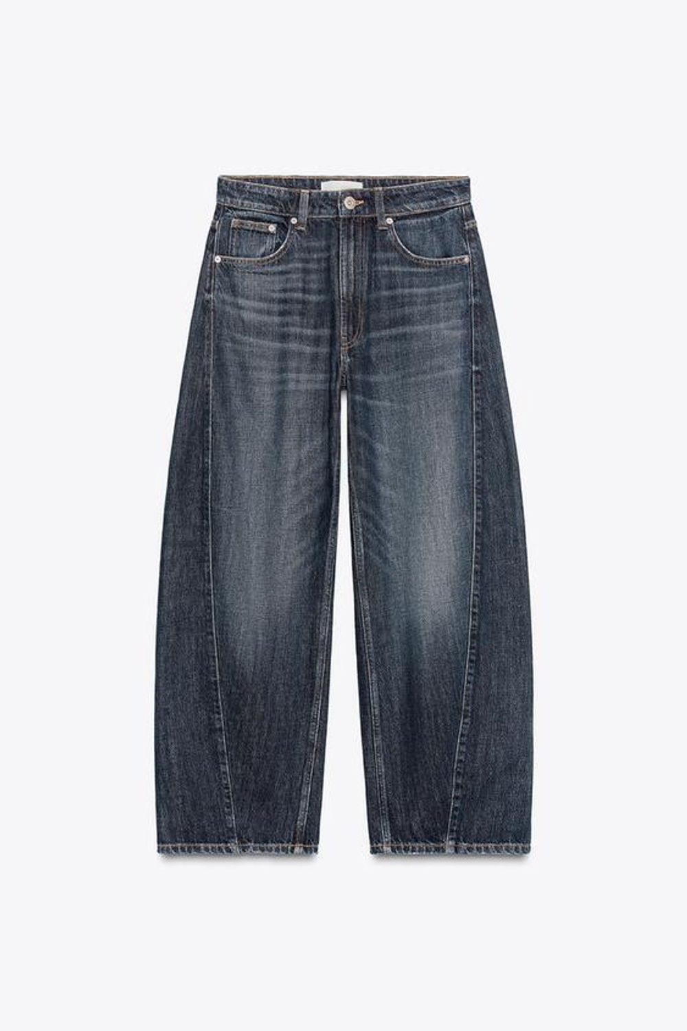 ZARA ДЖИНСЫ TRF BAGGY BALLOON СО СРЕДНЕЙ ПОСАДКОЙ, МОРСКОЙ СИНИЙ