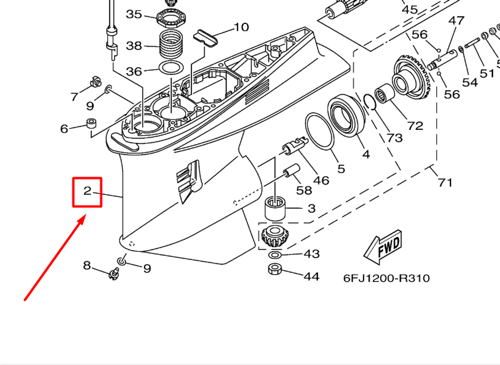 6DX-45301-00-8D CASE, LOWER