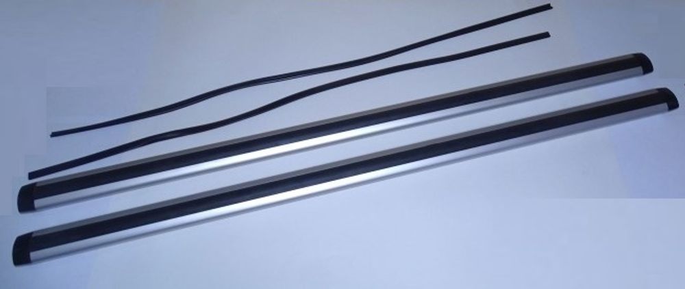 Перекладины с пазами (на рейлинг) 110 см аэродинамика серебристые (ED)