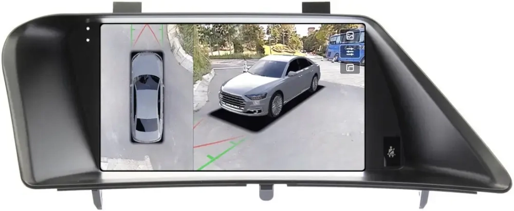 Магнитола для Lexus RX270, RX350 AL10 2012-2015 (ШГУ цветной, поддержка штатного меню, рамка тип 1) - Teyes CC3-2K-360 монитор 9.5" 2K QLED на Android 10, 6Гб+128Гб, CarPlay, 4G SIM-слот, 4 камеры в комплекте