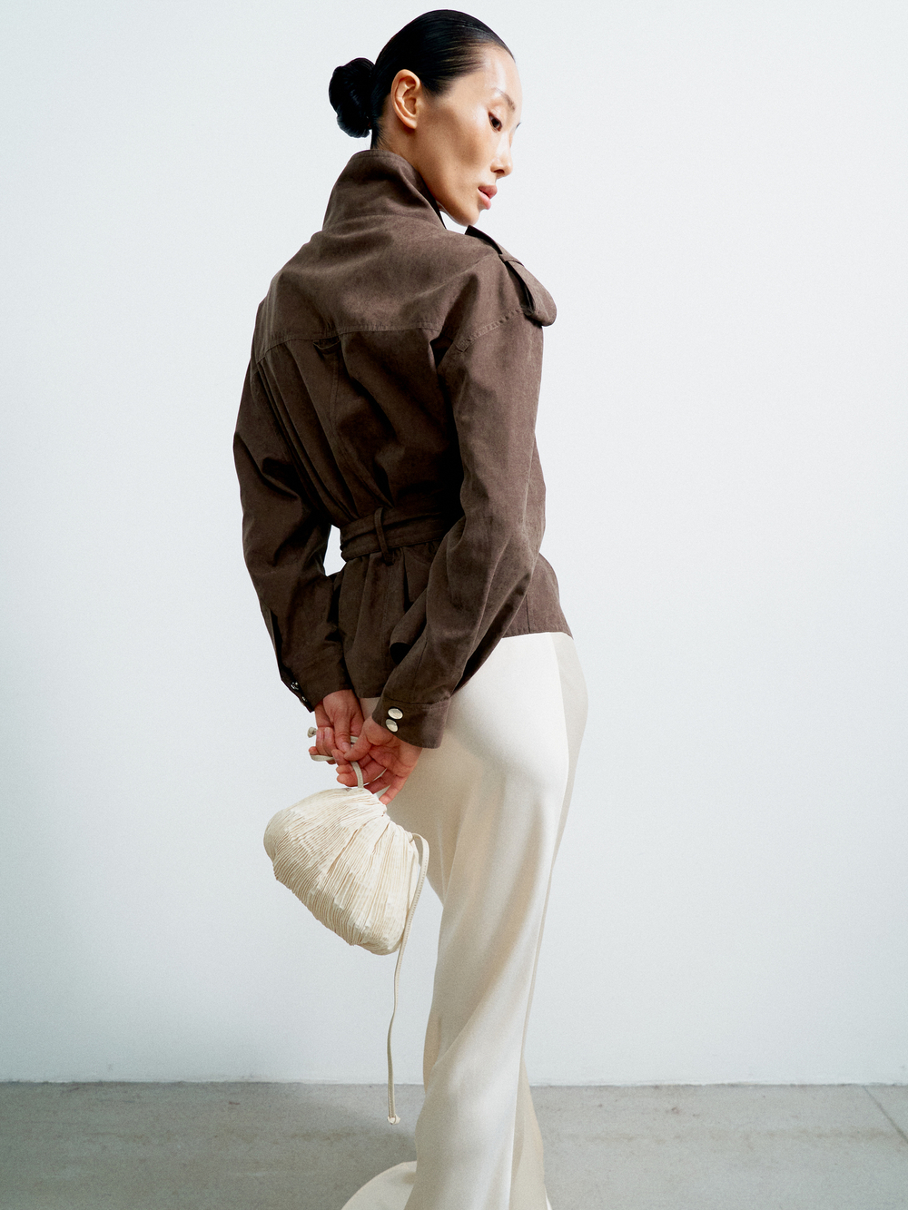 Тренч TEONA укороченный, шоколадный