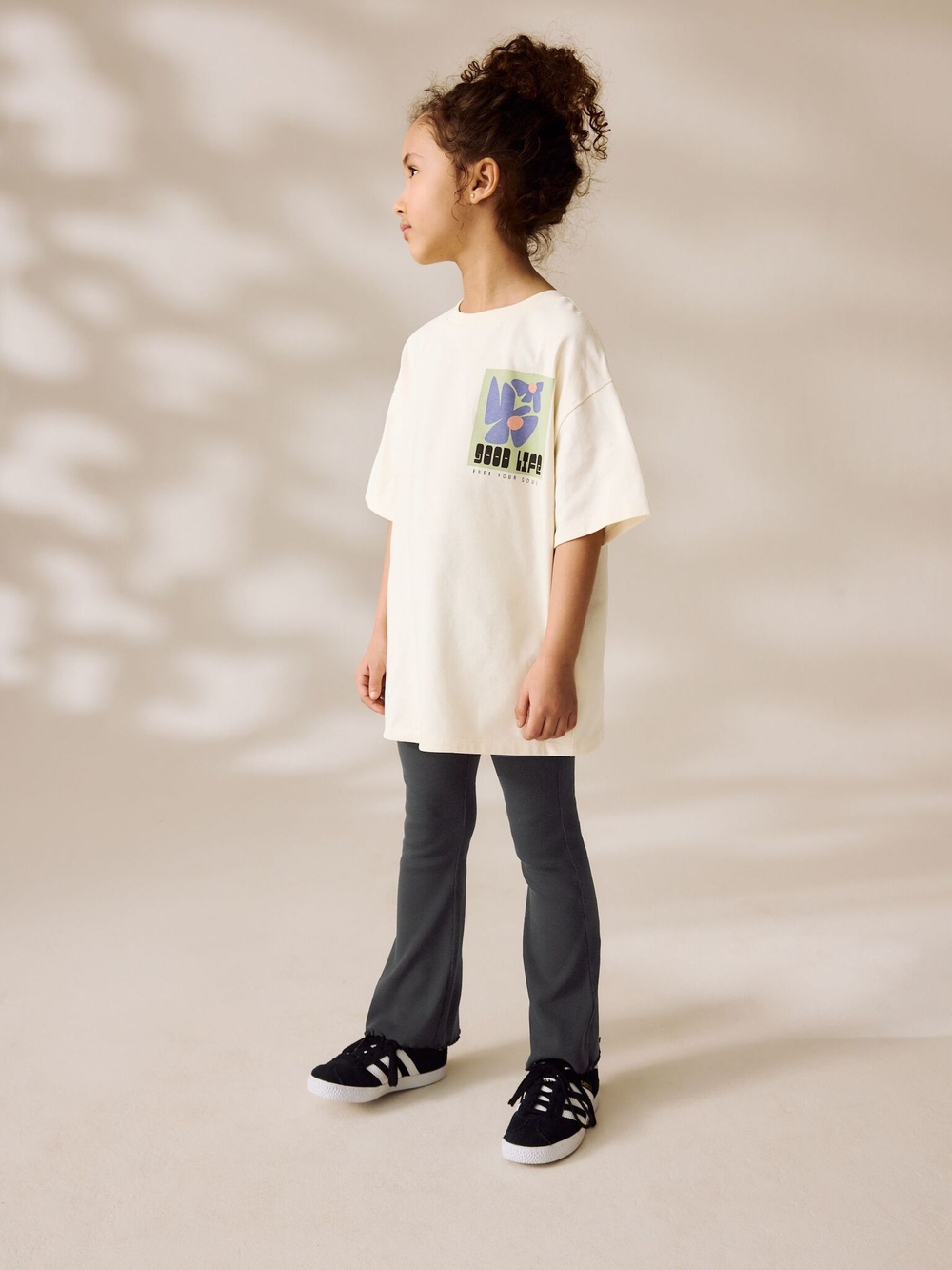 Футболка и легинсы-клеш в комплекте для девочки Next AM0-166, Белый, Черный