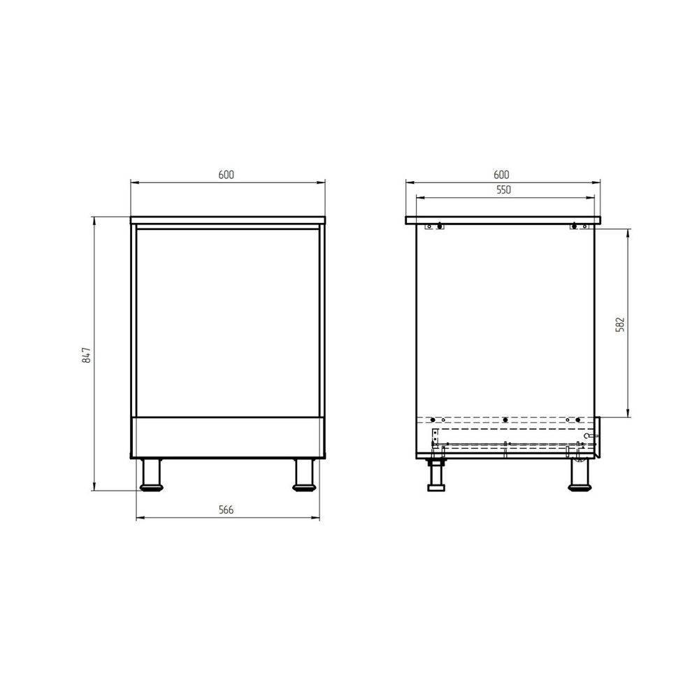 Кухонный модуль напольный, 60х55х83, Малага, под духовой шкаф, зеленый / дуб, Dipriz