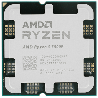 Процессор AMD Ryzen 5 7500F 3,7Гц (5,0ГГц Turbo) 6C/12T 32MB L3 65W-85W AM5 OEM 100-000000597