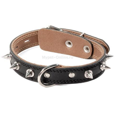 Ошейник кожаный "Шипы", 25*500мм, Gamma