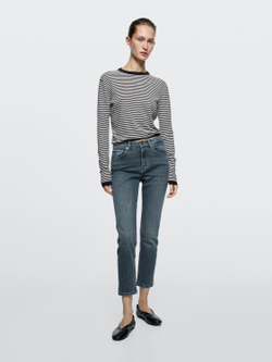 Massimo Dutti Джинсы средней посадки, укороченные, облегающего кроя, темно-синий