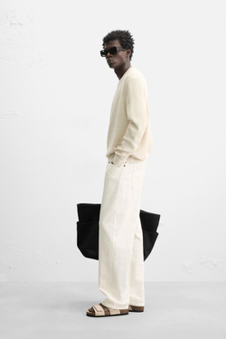 ZARA ДЖЕМПЕР КЛАССИЧЕСКОГО КРОЯ С РЕЛЬЕФНОЙ ТКАНЬЮ, ЭКРЮ