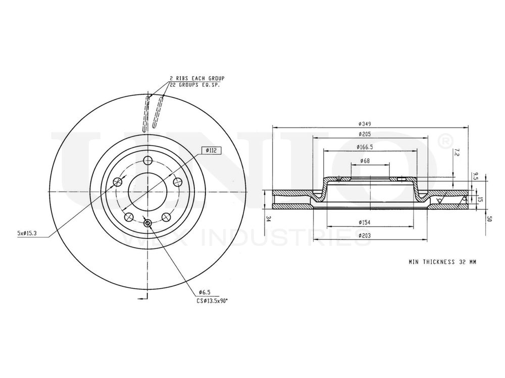 Диск тормозной передний UNIO BRD-20564