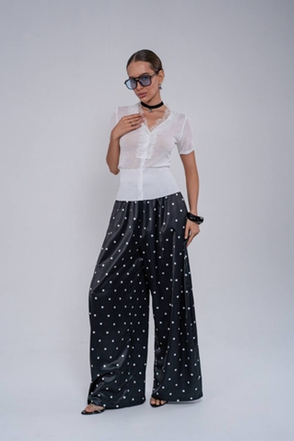 Брюки в горошек из вискозного шелка