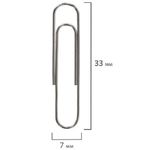 Скрепки канцелярские 33мм, 100шт, никелированные, Brauberg, картон. упак.