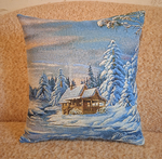 Декоративный гобеленовый чехол для интерьерной подушки Зимний вечер 38*38