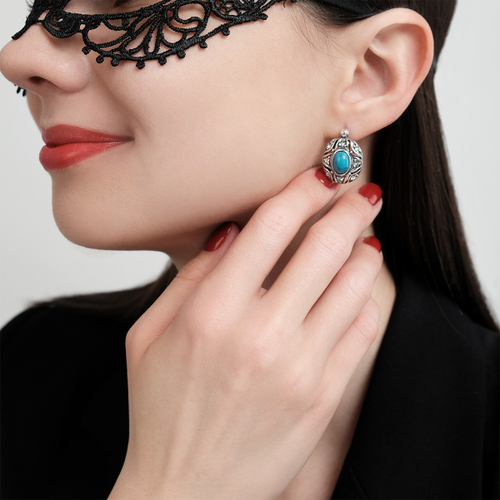 "Кавказ" серьги в серебряном покрытии из коллекции "Самоцветы" от Jenavi  с английским замком