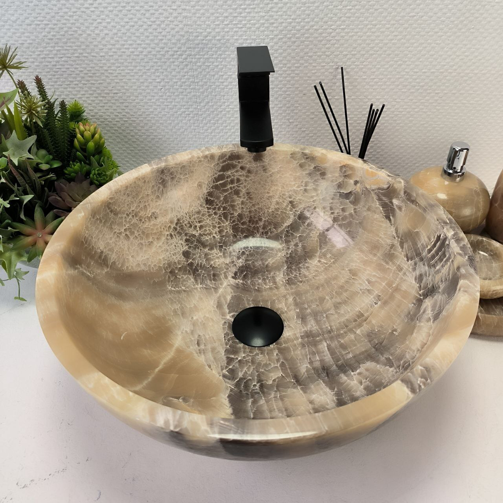 Раковина из оникса Bowl Grey TinLip BO-62967 45*45*17 42