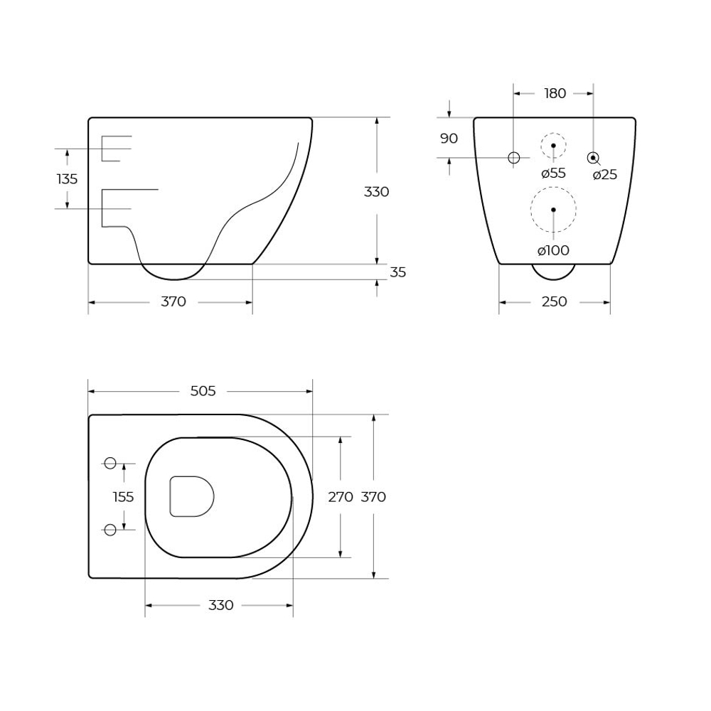 Унитаз подвесной Cezares STYLUS CZR-513-TH-R безободковый с сиденьем CZR-2316-SC