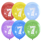 Воздушные шары Латекс Оксидентл с рисунком Цифра 7, 10 шт. размер 12" #6044510
