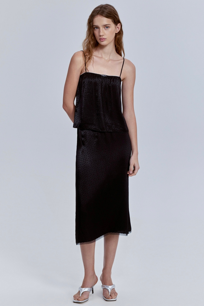 Юбка с кружевом из атласа