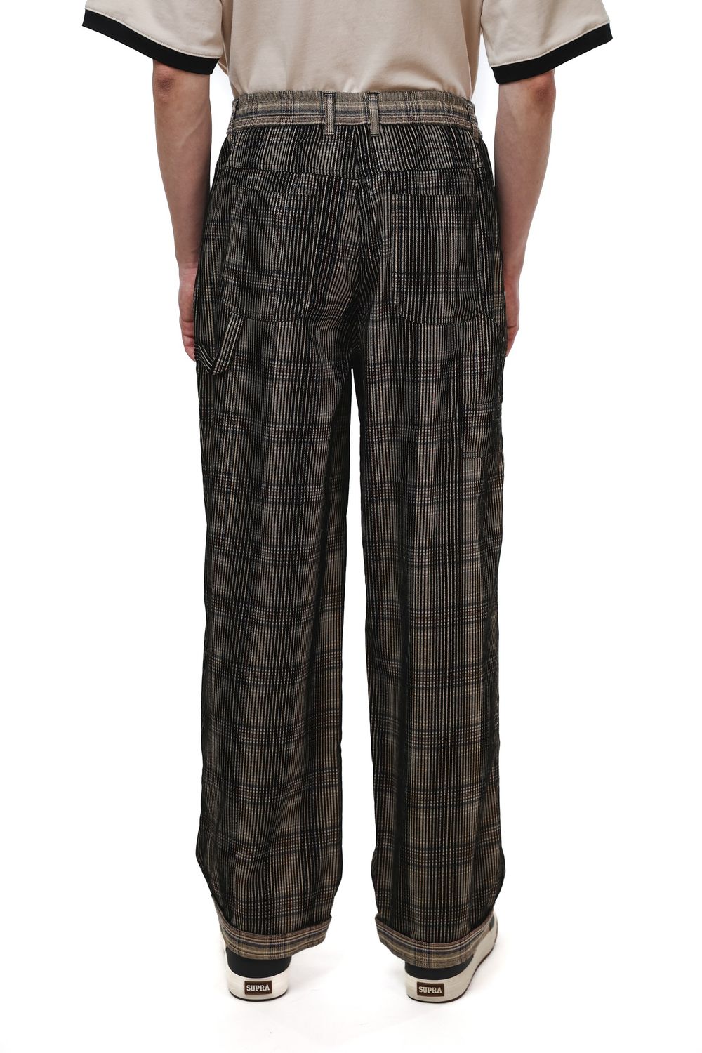 Брюки Ymkashix Velvet Tartan коричневые / черные