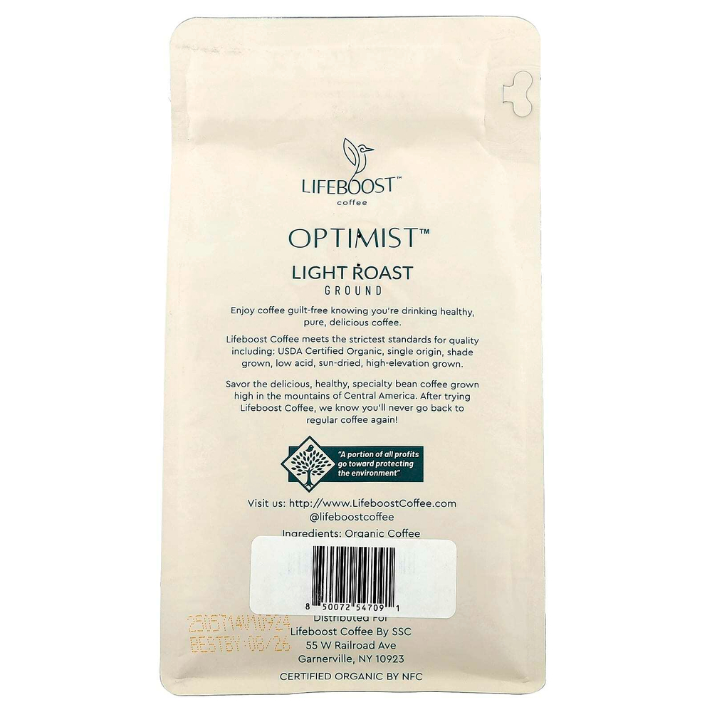 Lifeboost, Кофе, Optimist ™, молотый, легкой обжарки, 340 г (12 унций)