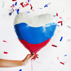 Шар сердце Триколор 45см
