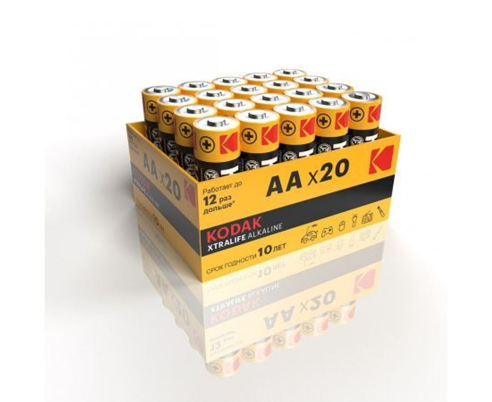 Батарейки щелочные пальчиковые АА Kodak LR06-20 bulk XTRALIFE Alkaline 20 шт.