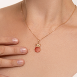 Подвеска «Сова» из красного золота с сердоликом и эмалью