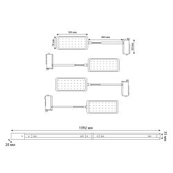 ULB-P37-12W-SPFR-K WHITE 3М SET42 Светильник-прожектор светодиодный трековый. в составе набора из 4штук. с шинопроводом 2штx50см. Сетевой шнур 3м. Спектр для фотосинтеза. Корпус белый. ТМ Uniel