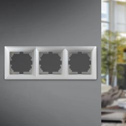 Рамка для розеток и выключателей Intro Solo 4-503-03 на 3 поста, СУ, алюминий