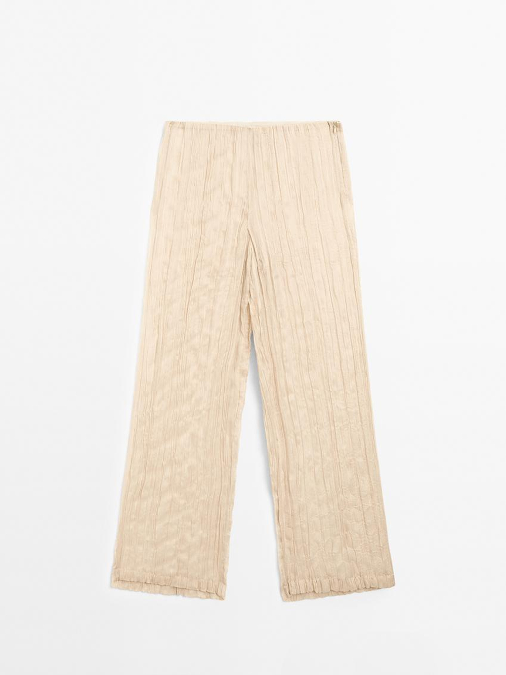 Massimo Dutti Струящиеся брюки в складку - Limited Edition, ванильный