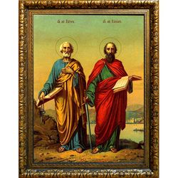 Петр и Павел  Святые апостолы. Икона на холсте.