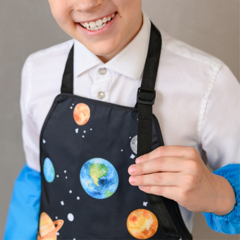 Фартук для творчества с застёжкой фастекс. Галактика
