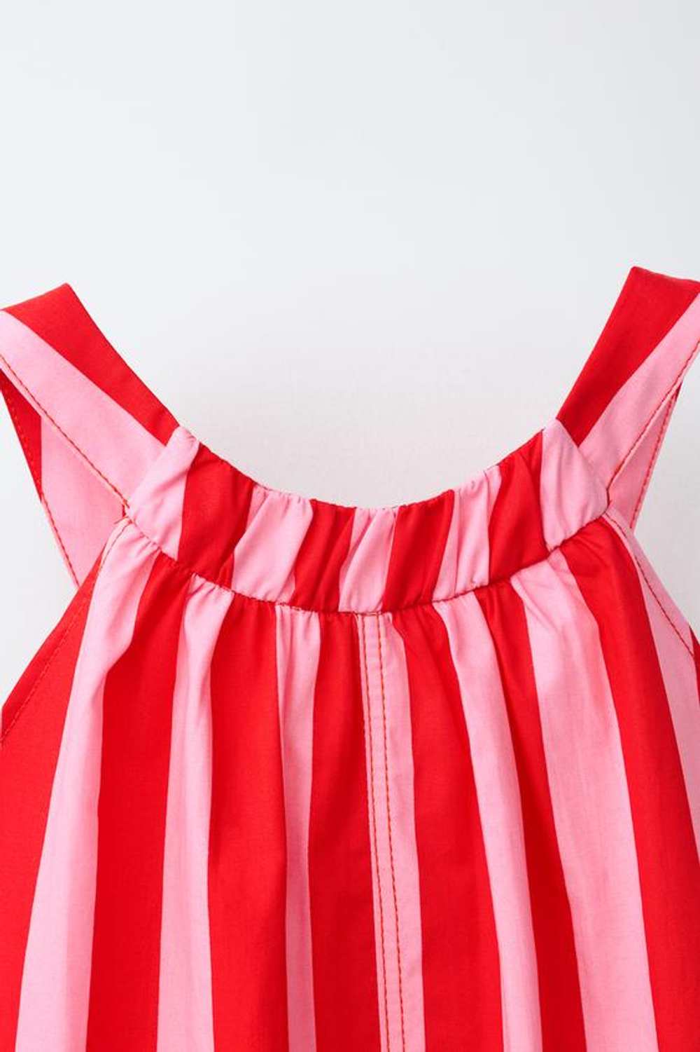 ZARA КОРОТКИЙ КОМБИНЕЗОН В ПОЛОСКУ, КРАСНЫЙ