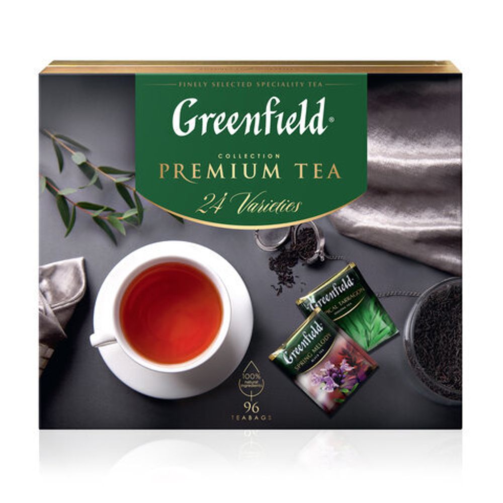 Чай GREENFIELD "Premium Tea Collecton" ассорти 24 вкусов, НАБОР 96 пакетиков, 1782-08