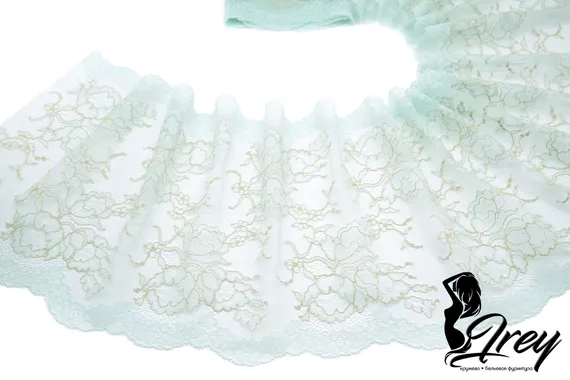 03-212 Кружево эластичное 22 см, ментол/золото
