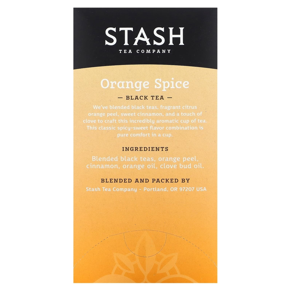 Stash Tea, Черный чай, апельсин, 20 чайных пакетиков, 38 г (1,3 унции)