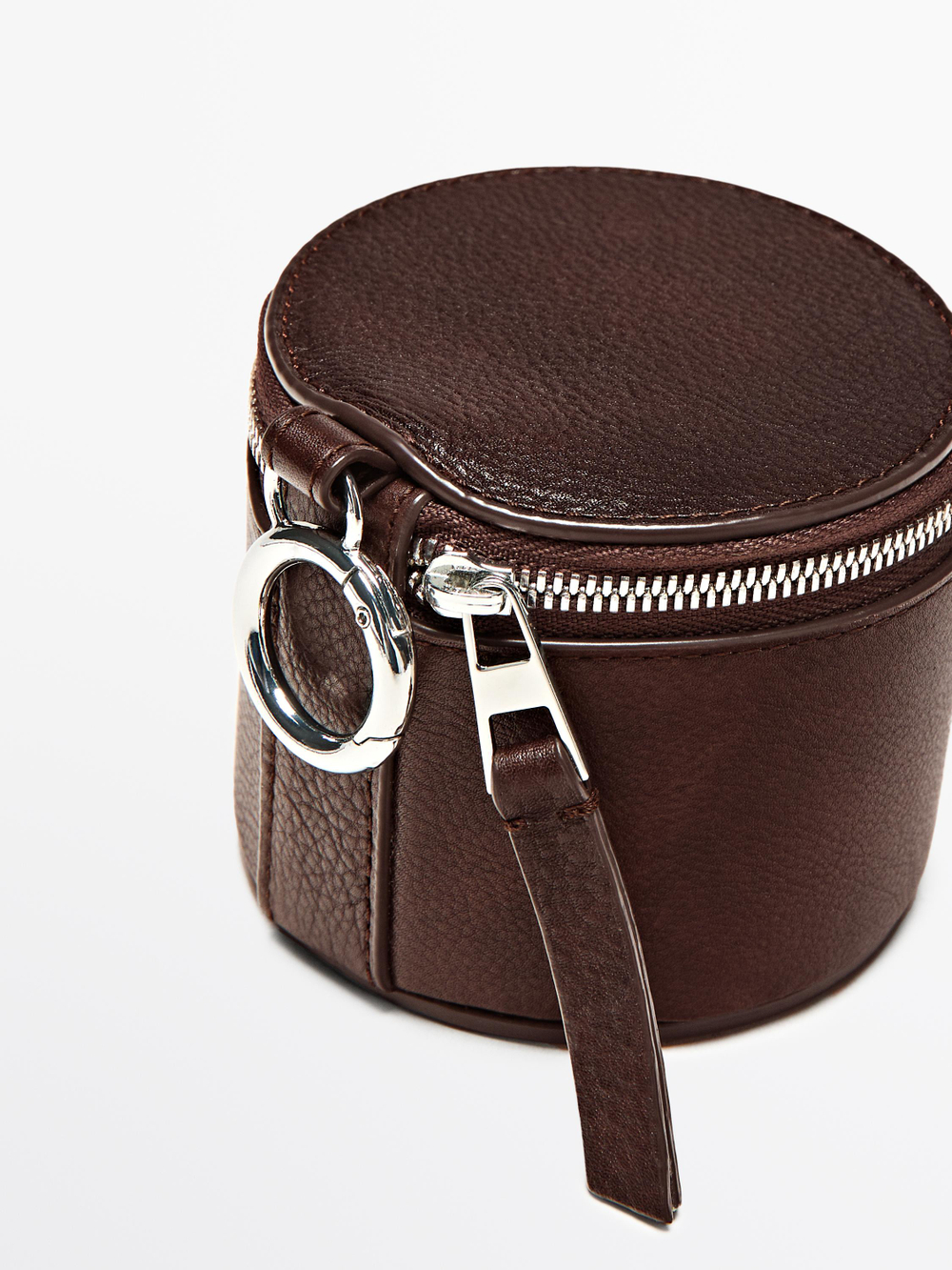 Massimo Dutti Мини-сумка круглая из кожи наппа, коричневый