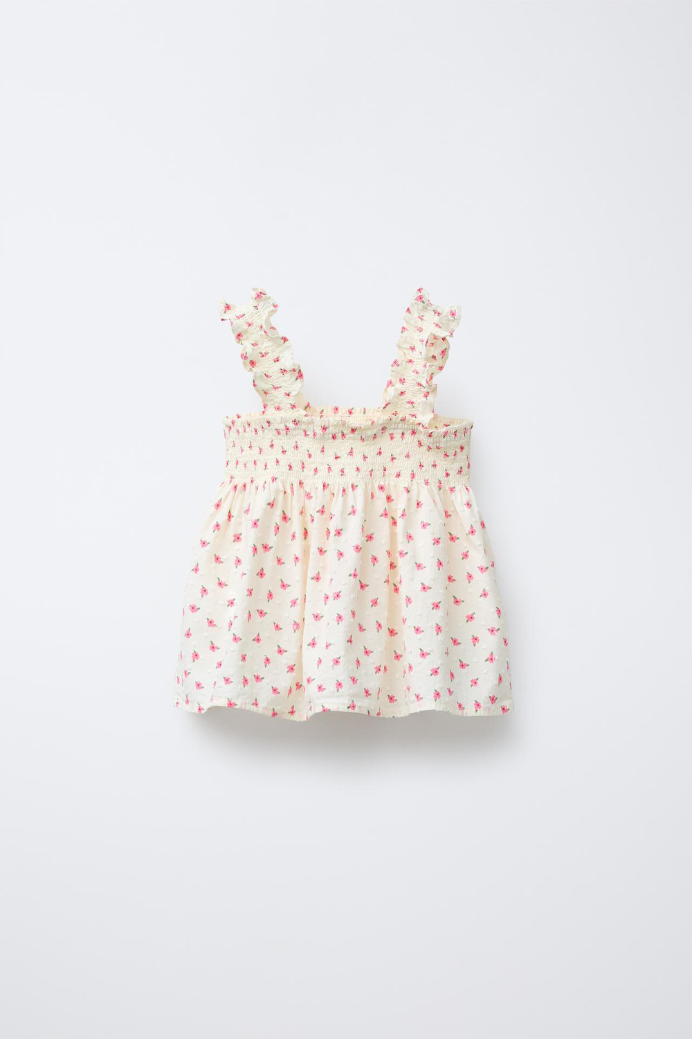 ZARA ТОП С ВЫШИВКОЙ ПЛЮМЕТИ И ЦВЕТОЧНЫМ ПРИНТОМ, РОЗОВЫЙ/БЕЛЫЙ