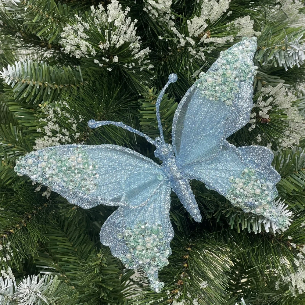 Украшение новогоднее «Бабочка - Изящный полет» 24.5*9*17 см, Голубой