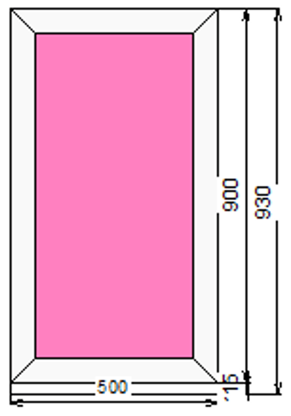 Пластиковое окно 900 х 500 ТермА Эко с глухой створкой