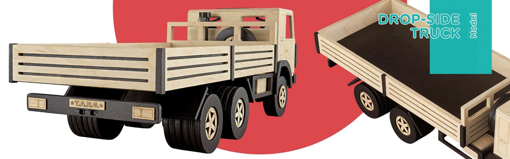 Бортовой грузовик КАМАЗ от TARG - деревянный конструктор, сборная модель, 3d пазл